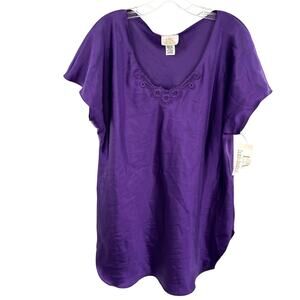 LA Intimates women’s satin embroidered short sleeve night gown